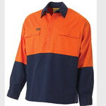 2 TONE CLOSED FRONT HI VIS DRILL SHIRT - LONG SLEEVE