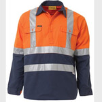 2 TONE HI VIS COOL LIGHTWEIGHT LONG SHIRT 3M REFLECTIVE TAPE - KEVLAR SLEEVE