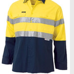 2 TONE HI VIS COOL LIGHTWEIGHT GUSSET CUFF SHIRT 3M REFLECTIVE TAPE - LONG SLEEVE