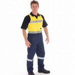 HiVis Two Tone Cotton Action Back Overall with Reflective Tape