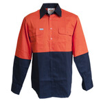 DNC Workwear HiVis 2 Tone Cotton Drill Vented Shirt, L/S
