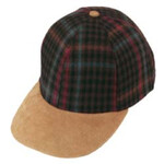 Melton wool plaid cap / suede peak